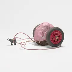 David Hammons, Elephant Dung, 1986, poster paint on elephant dung, found objects and rope