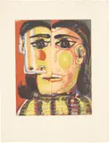 Pablo Picasso, Tête de femme No. 5 (Head of a Woman No. 5): Portrait de Dora Maar (Bl. 1337; Ba. 653), 1939-42, Aquatint and drypoint in colours, on Montval paper watermarked Vollard , with full margins