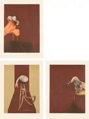 Francis Bacon, Deuxième version du triptyque, 1944 (Second Version of the Triptych, 1944) (S. 24; T. 25), 1989, The complete set of three lithographs in colours, on Arches Infinity paper, with full margins