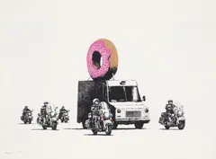 Donuts (Strawberry) by Banksy, screenprint in colours on wove paper, sold Jan 2021
