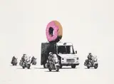 Donuts (Strawberry) by Banksy, screenprint in colours on wove paper, sold Jan 2021