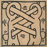 Keith Haring, Art Attack on AIDS, 1988, Screenprint, on oak veneer plywood
