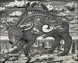 Grayson Perry, Animal Spirit (large), 2016, Woodcut from six blocks, printed on one sheet of Fabriano Artistico paper, the full sheet