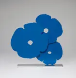 Donald Sultan, Blue Poppies, 2015, Powder-coated aluminium on polished aluminium base, contained in the original foam-lined white cardboard box