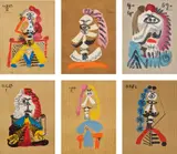 Portrait imaginaire (Imaginary Portraits): six plates by Pablo Picasso, 1969, Six offset lithographs in colours, on Arches paper, the full sheets, sold Jan 2021