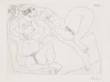 Pablo Picasso, Repos. Deux filles bavardant (Rest. Two Nudes Chatting), plate 99 from Séries 156 (Bl. 1955; Ba. 1964), 1971, Etching, on BFK Rives paper, with full margins