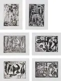 Joan Miró, Anti-Platon (Anti-Plato) (D. 312, 317, 325-6 and 334-5; C. 77), 1962, Six etching and aquatints, on Japon nacré paper, with full margins, with accompanying justification page