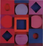 Victor Vasarely, Granat négatif (Negative Pomegranate), 1967, Wooden relief multiple painted in colours