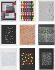 Anni Albers, Connections (W & D. 71-79), 1925/1983, The complete set of nine screenprints in colours, on Cartiere Miliani of Fabriano Umbria Italia and Fabriano Cotton papers, with full margins, with an introduction From the Line to the Texture by the publisher, the sheets loose (as issued) all contained in the original paper-covered cardboard portfolio with printed title