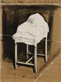 Package on a Table, Project (S. 142) by Christo & Jeanne-Claude, 1989, Lithograph and screenprint in colours, with collage of fabric, twine, staples and pencil additions, on Rag paper mounted, sold Jan 2021