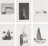David Hockney, Illustrations for Six Fairytales from the Brothers Grimm (S.A.C. 70-108; M.C.A.T. 67-105), 1969, The complete set of 45 etchings, including 39 bound and six loose (as issued), on Hodgkinson handmade paper watermarked 'DH / PP', the full sheets and with full margins, all contained in the original dark blue leather-bound book and folder, within the matching slipcase