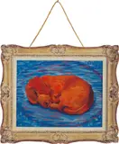 David Hockney, Little Stanley Sleeping, 1987, Offset print in colours, on shaped smooth wove paper flush-mounted to foamboard, the full sheet, with hanging string
