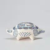 Grayson Perry, Piggy Bank, 2017, White ceramic piggy bank painted in blue and glazed, with rubber stopper, contained in the original cardboard box