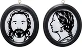 Luc and Ludivine Get Married (7) (C. 113) by Julian Opie, 2007, The pair of laser-cut Somerset Velvet black paper silhouettes, dry-mounted onto Clairefontaine Mayo paper (as issued), t, sold Jan 2021