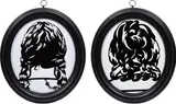 Luc and Ludivine Get Married (16) (C. 122) by Julian Opie, 2007, The pair of laser-cut Somerset Velvet black paper silhouettes, dry-mounted onto Clairefontaine Mayo paper (as issued), t, sold Jan 2021