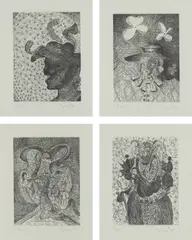 Untitled by George Condo, 1989, Four etchings, on Hahnemühle paper, with full margins, sold Jan 2021