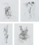 Hans Bellmer, Les Mystères du confessionnal (The Mysteries of the Confessional), 1973, The complete set of nine engravings, on Auvergne paper, with full margins, with title page, justification, and accompanying text, all contained in the original purple cloth-covered portfolio with gold printed artist's name