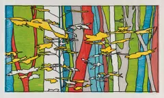 Francis Ruyter, Where The Sidewalk Ends, 2011, Woodcut in colours, on Japanese Unryu-shi paper, with full margins