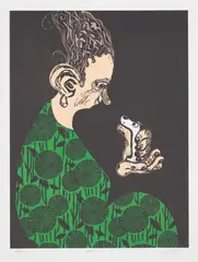 Proximity II by Sanya Kantarovsky, 2016, Woodcut in colours, on BFK Rives paper, with full margins, sold Jan 2021