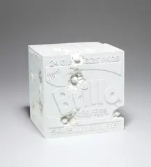 Eroded Brillo Box by Daniel Arsham, 2020, Cast resin multiple, contained in the original foam-lined presentation box, sold Jan 2021