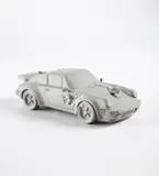 Daniel Arsham, Eroded 911 Turbo (Porsche), 2020, Cast multiple in selenite with quartz specimens, contained in the original foam-lined presentation box