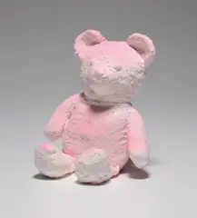 Cracked Bear (Pink) by Daniel Arsham, 2019, Cast multiple in plaster with fabric and pigment, contained in the original presentation box, sold Jan 2021