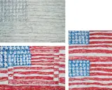 Madsaki, White Flag 2P; Three Flags 3P; and Two Flags 2P, 2018, Three offset lithographs in colours, on smooth wove paper, the full sheets