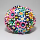 Takashi Murakami, Plush Flowerball, 2008, Polyester and cotton spherical multiple in colours with acrylic boa and polyurethane