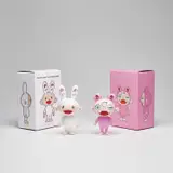 Takashi Murakami, Kaikai-chan; and Kiki-chan, from Kaikai & Kiki, 2018, Two soft vinyl multiples with hand-printing in colours, each contained in the original printed cardboard boxes