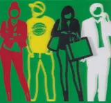 Red Yellow Black White, from Standing People by Julian Opie, 2019, Lenticular acrylic panel on white acrylic mount (as issued), sold Jun 2021
