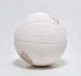 Daniel Arsham, Future Relic Eroded Basketball, 2020, Cast multiple in hydrostone with quartz crystals, with accompanying white art handling gloves, sand-timer, and clip removal tool, all contained in the original foam-lined 'DIOR' printed wooden crate with artist's name