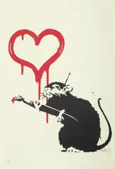 Banksy, Love Rat, 2004, Screenprint in colours, on wove paper, with full margins