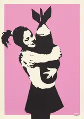 Banksy, Bomb Love (Bomb Hugger), 2003, Screenprint in colours, on wove paper, the full sheet