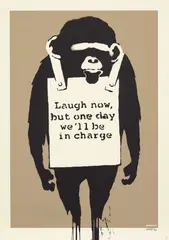 Banksy, Laugh Now, 2003, Screenprint in colours, on buff wove paper, the full sheet