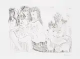 Pablo Picasso, La Fête de la Patronne, ces Dames médisent de Degas, réduit à un Tiers de Profil (The Feast of the Patron Saint, these Ladies slander Degas, reduced to a Third Party in Profile), plate 127 from Séries 156 (Bl. 1982, Ba. 1992), 1971, Etching, on BFK Rives paper, with full margins