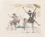 Don Quichotte (Don Quixote) (M. & L. 144) by Salvador Dalí, 1966, Etching with hand-colouring in blue and yellow watercolour, on BFK Rives paper, with full margins, sold Jun 2021