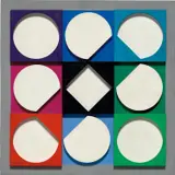 Victor Vasarely, Topaz Blanche Négatif (Negative White Topaz), 1967, Wood relief multiple hand-painted in colours