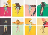 Allen Jones, Life Class (Ll. 48a-g, A. 533-540), 1968, The complete set of 14 lithographs in colours, offset, photo and hand-drawn, forming seven images, each of two abutting sheets with similarly divided title page, on J. Green Imperial waterleaf or BFK Rives papers, the full sheets, loose (as issued) all contained in plastic sleeves hinged into the original red portfolio box