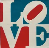Robert Indiana, Chosen Love, 1995, Skein dyed, hand carved and hand tufted archival New Zealand woolen rug, with natural latex backing