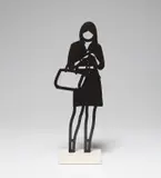Julian Opie, Handbag, from Melbourne Statuettes, 2018, Patinated black bronze statuette on Crema Grey Light stone base