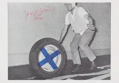 Main Stream (S. 70B) by Joseph Beuys, 1973/85, Offset lithographic invitation card with Bluecross inkstamp, on smooth wove paper, with full margins, sold Jun 2021