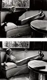 Sylvia reclining inside the house, Brescia, Italy, (Dressed and Naked) by Helmut Newton, 1981, Gelatin silver print diptych, sold May 2021