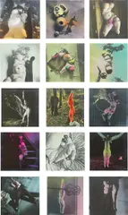 Hans Bellmer, Les Jeux de la poupée, Paris: Les Éditions Premières, 1949. 15 mounted, hand-coloured gelatin silver prints, plus 2 trimmed, hand-coloured gelatin silver prints, one mounted on title page and the other on front cover. Text by Paul Éluard. Original dark grey card wrappers with printed wraparound band. Colophon, signed in pencil and number-stamped '96'. Number 96 from an edition of 136, plus 6 hors-commerce proofs
