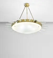 Max Ingrand, Ceiling light, circa 1956, Glass, brass