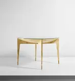 Prototype dining table by Gio Ponti and Piero Fornasetti, early 1950s, Painted wood, glass, brass, sold Jun 2021