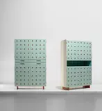 Studio B.B.P.R., Two cabinets, circa 1938, Painted wood, cherry-veneered wood, partially painted mahogany, fibreboard, glass