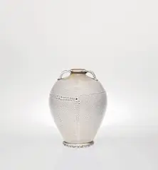 Vase by Carlo Scarpa, circa 1931, Lattimo glass with applied gold leaf, offered Jun 2021