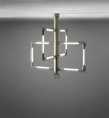 Jacques Adnet, Rare ceiling light, circa 1929, Nickel-plated metal, glass