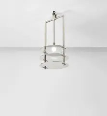 René Herbst, Rare ceiling light, circa 1929, Nickel-plated steel