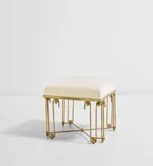 Jean Royere, 'Ondulation' stool, 1955-1958, Brass, fabric